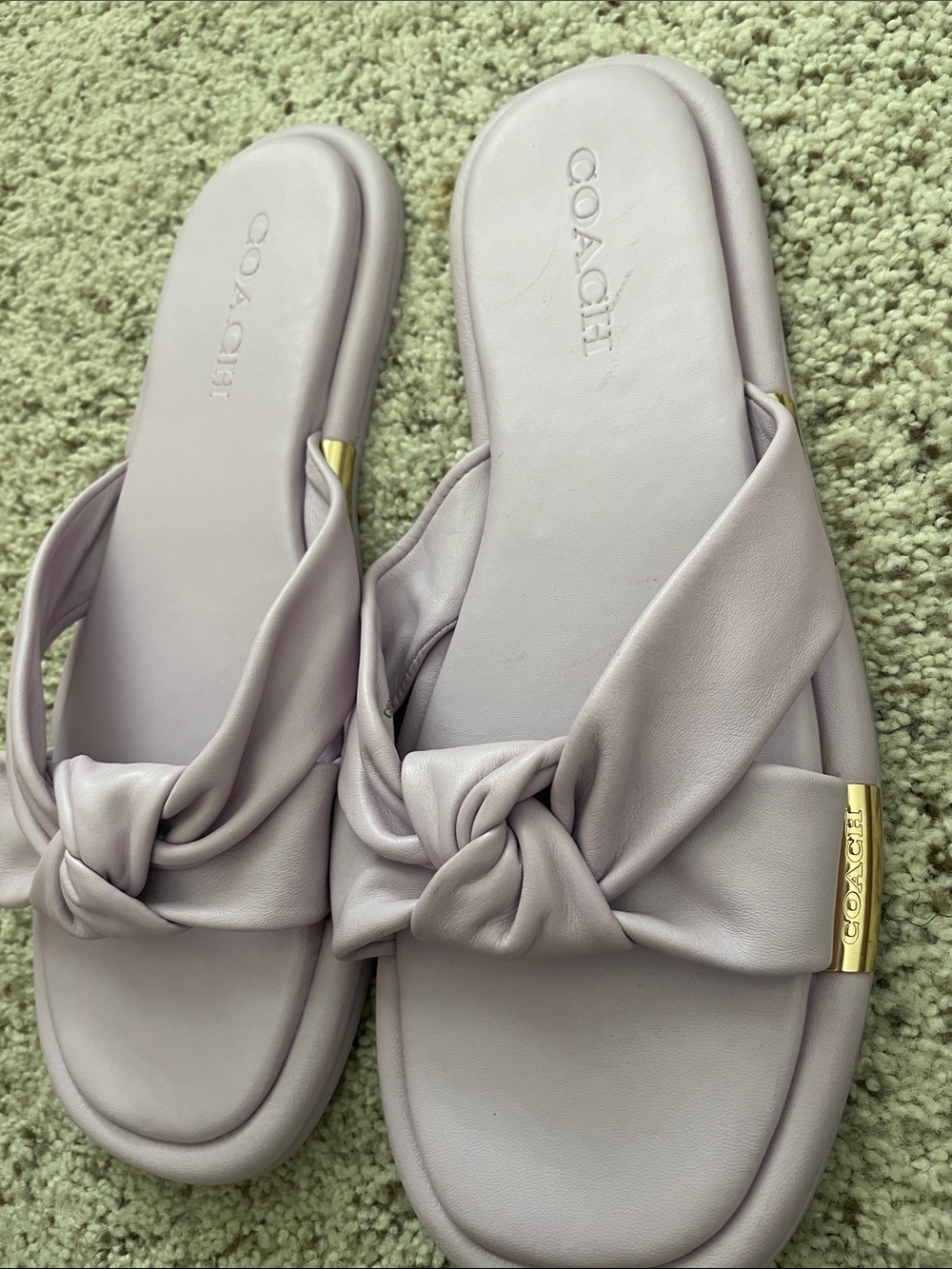 Coach Lavender Knot Leather Slide Sandals - Picture 11 of 16